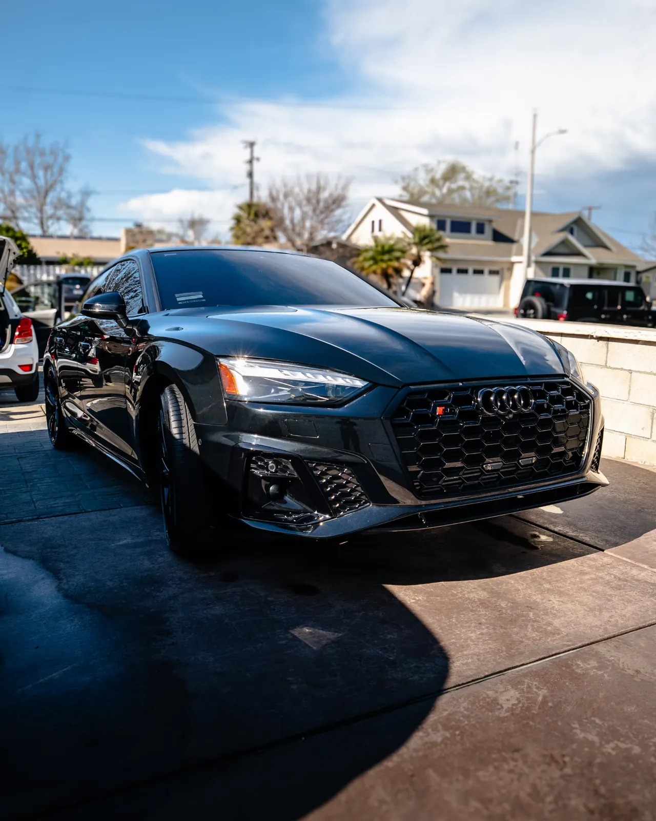 Black Audi sedan professionally detailed at Las Vegas auto detailing shop